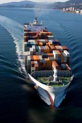 Exporteren door een containerschip